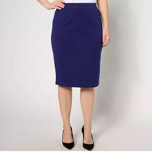Isaac Mizrahi Live! Tall 24/7 Stretch Pencil Skirt Cadet Navy Tall Sz 16